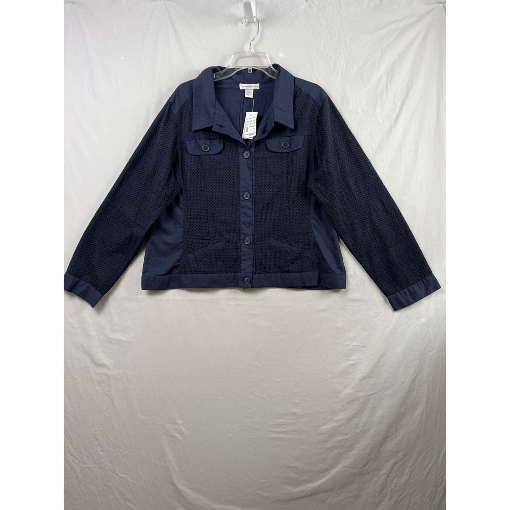 Christopher & Banks Jacket Womens XL Navy Blue Mixed Media Cotton 00228-6604